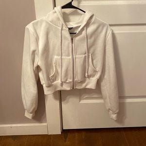 cropped white jacket, size small